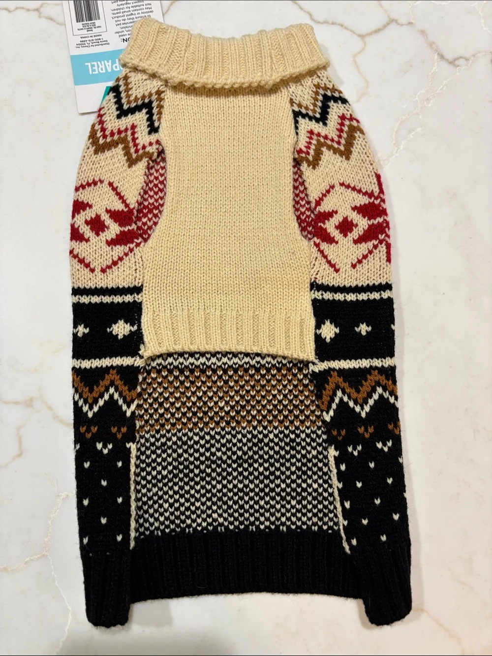 Frisco Fair Isle Snowflake Dog Cat Sweater Cream Black Red NWT Small
